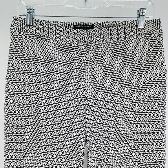 MARIO SERRANI ITALY Black White Jacquard Stretch Knit Straight Leg Pants 6 - Picture 4 of 8